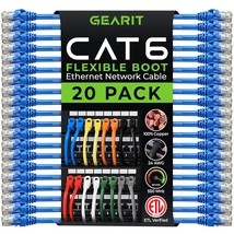 GearIT 20-Pack Cat6 Patch Cable 0.5 Foot / 6 Inches Cat 6 Ethernet Cable Snagles - £53.88 GBP