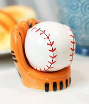 Ceramic Baseball With Glove Mitt Sports Salt And Pepper Shakers Figurine... - $16.99