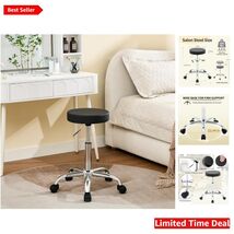 Modern Rolling Chair with Faux Leather Cushion - Adjustable Height 19.5"... - $104.89