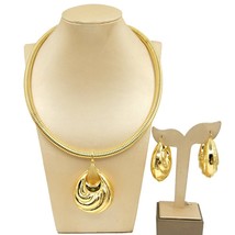 Earrings Necklaces Gold Plated Jewelry Dubai Women Simple Necklaces Fashion Styl - £37.36 GBP