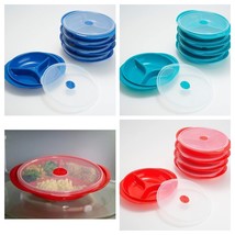 Decor (Set Of 5) Microsafe Segmented Plastic Plates w/ Clear Vented Lid - £20.59 GBP
