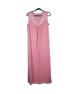 Vanity Fair Nightgown VTG M Womens Pink Satin Long Floral Sleeveless Nyl... - £14.08 GBP