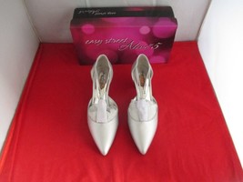 EASY STREET Moonlight Evening Pumps $65 - US Size 8 W - Silver Satin - #870 - £17.52 GBP