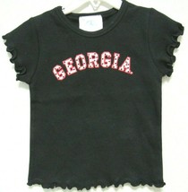 NCAA Georgia Bulldogs Pin Dot Georgia Black Girls Ruffle T-Shirt Two Feet Ahead - $16.99