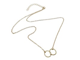Karma Necklace Rose Gold Infinity Ring Pendant Double Ring Plated 20&quot; Chain - £2.91 GBP
