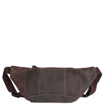 Real Cowhide Leather Strengthened-Sewn Bum Bag Belt Waist Pack Oil Brown... - $36.64