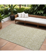 10&#39; X 14&#39; Light Green Damask Washable Non Skid Indoor Outdoor Area Rug - $587.49