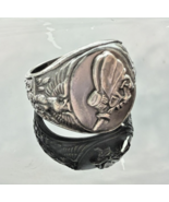 VINTAGE 925 STERLING SILVER NAVY SEABEES WORLD WAR II SERVICE RING SIZE ... - €209,49 EUR