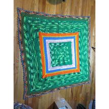 Handmade Granny Square Crochet Blanket Throw Green Multi Color Boho - €12,18 EUR