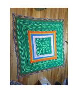 Handmade Granny Square Crochet Blanket Throw Green Multi Color Boho - $257.55 MXN
