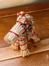 Vintage Small Red Thread Wrapped Straw Horse or Ram Figurine - 5 inches ... - £8.71 GBP