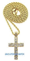 Cross New Small Rhinestone Pendant with 24 Inch Rope Style Necklace Jesus  - £12.04 GBP