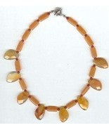 Aventurine and Faceted Off-set Carnelian Teardrop Necklace and Sterling ... - $48.50