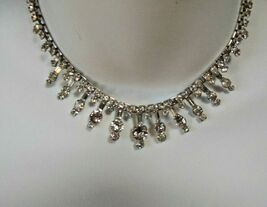 Vintage High End Clear Rhinestone Necklace 14" Long - $65.00