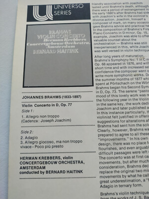 Brahms Violin Concerto Krebbers Bernard Haitink 1973 - LP 12 " vinyl VG/VG Am Item image 4