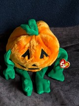 Large TY Orange &amp; Green Plush PUMKIN Jack O Lantern Pumpkin Man Halloween Holida - £9.02 GBP