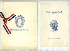 Union League Club Menu Program Songs 1919 Chicago Illinois Washington&#39;s Birthday - £166.11 GBP