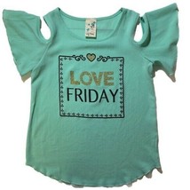 Lily Bleu Love Friday Teal Cold Shoulders Top Girls Size Medium 10/12 - £11.18 GBP