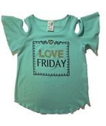 Lily Bleu Love Friday Teal Cold Shoulders Top Girls Size Medium 10/12 - £11.41 GBP