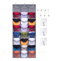 24 Large Clear Pockets Over The Door Hat Rack For Baseball Caps Hat Organizer Fo - £18.97 GBP