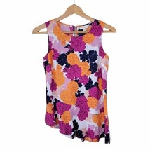 Maison Jules | Pink Orange Navy Colorful Floral Asymmetrical Tank Top, size XS - £14.70 GBP