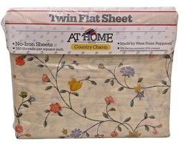 Sheet TWIN Flat Country Charm Amanda Flower 160 Thread Count Vintage Pepperell - £18.91 GBP