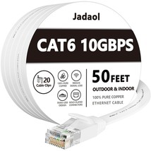 Cat 6 Ethernet Cable 50 ft Outdoor Indoor 10Gbps Support Cat8 Cat7 Network Flat  - £24.74 GBP