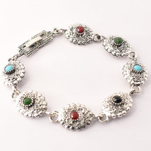 Multi Cut-Stone Faceted Handmade Fashion Marcasite Bracelet Jewelry 7-8&quot; SA 1263 - £4.14 GBP