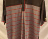 Adidas Golf Performance Wear Black Red &amp; White Stripe Polo SS shirt Mens... - £11.72 GBP