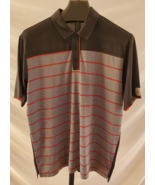Adidas Golf Performance Wear Black Red &amp; White Stripe Polo SS shirt Mens... - £11.65 GBP