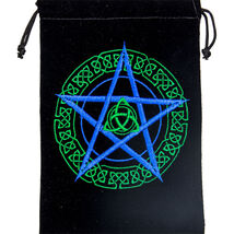 Pentacle Triquetra Black Velveteen Tarot, Crystal or Rune Bag! - $7.87
