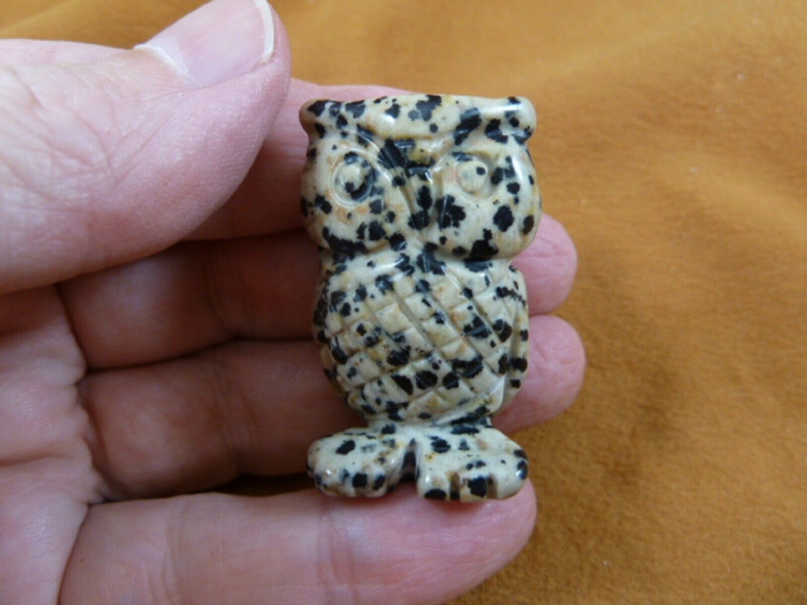 (Y-BIR-OW-565) lil spotted OWL BIRD gemstone gem STONE carving OWLS bird... - $14.01