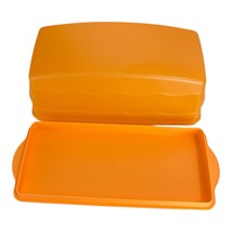 Tupperware Orange Bread Box Server Keeper Cake Rectangle 5940 &amp; Top 5959 - £26.02 GBP