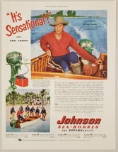 1952 Print Ad Johnson Sea-Horse 25 Outboard Motor Actor Gary Cooper Distant Drum - $26.98
