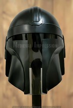 Mandalorian Acciaio Casco Nero Serie 2022 Larp Costumi Ruolo Boba Fett W... - £68.24 GBP