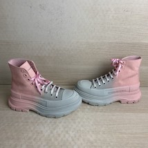 Alexander McQueen Tread Pink/Grey Two-Tone Hi Top Platform Boots Women’s 38.5 D - £266.20 GBP