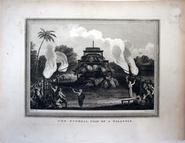 EAST INDIA Funeral Pile Of Talapoin Original 1817 Engraving by Heath - £22.28 GBP