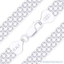 925 Italy Sterling Silver 7.9mm 2Row Bizmark Bismark Link Italian Chain Necklace - £72.72 GBP+