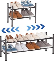 Storage Maniac Expandable Shoe Rack, Stackable Shoe Rack For, Black 2 Tier - $35.99