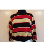 Lise J Women&#39;s Sze M Red Black Gold Red Glitter Striped Sweater - $12.37