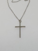 Vintage Sterling Silver 925 Religious Cross Pendant Necklace 20&quot; - £10.40 GBP