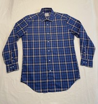 David Donahue Plaid Button Down Dress Shirt Men’s Medium Blue Plaid Long Sleeve - £19.11 GBP