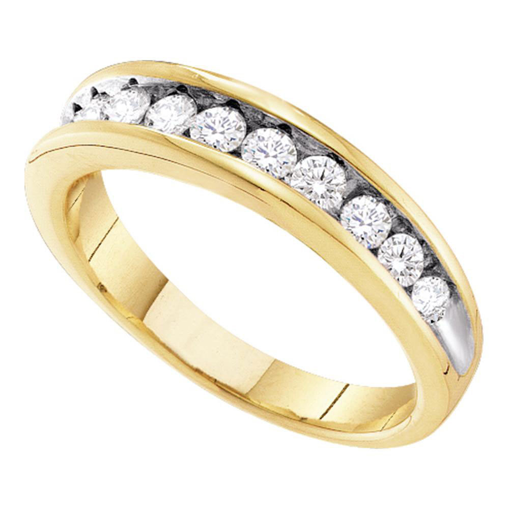 10K Yellow Gold Round Diamond 2-tone Bridal Wedding Anniversary Band 1/2 Cttw