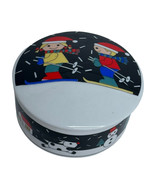 Vintage STUDIO NOVA Small 3.5&quot; Round Covered TRINKET BOX Winter Skiing M... - $23.07 CAD