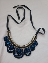  Bib Collar Statement Necklace Rhinestone Beaded   - £13.95 GBP