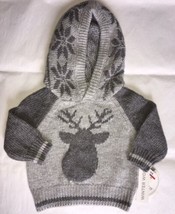 Koala Baby Moose Print Raglan Sweatshirt with Snowflake Hoodie Newborn  Grey NEW - £11.98 GBP