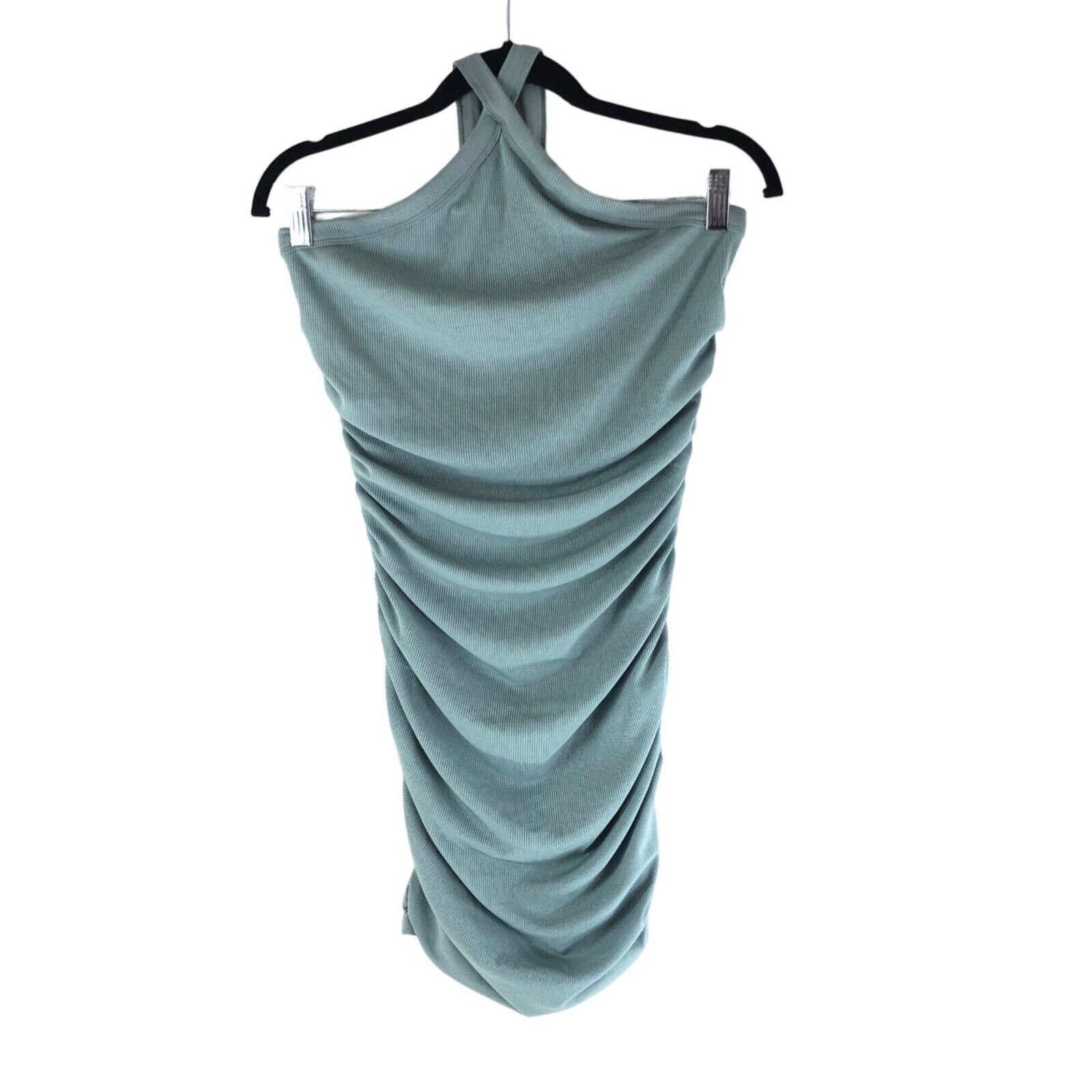 Primary image for Princess Polly Mariana Mini Dress Halter Ribbed Ruched Sage Blue 8