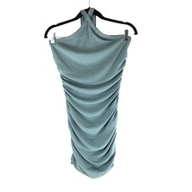 Princess Polly Mariana Mini Dress Halter Ribbed Ruched Sage Blue 8 - £15.33 GBP