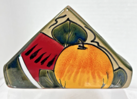 Hand Painted Fruits Triangle Shape Napkin Holder Mexican Clay Pottery Fo... - $24.26