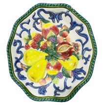 Vintage Fitz &amp; Floyd Earthenware Majolica Fruit Oval Platter Dish Bowl 10”x9.5” - £16.91 GBP